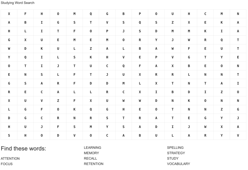 Studying Wordsearch