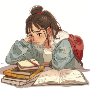 Cartoon Girl Studying